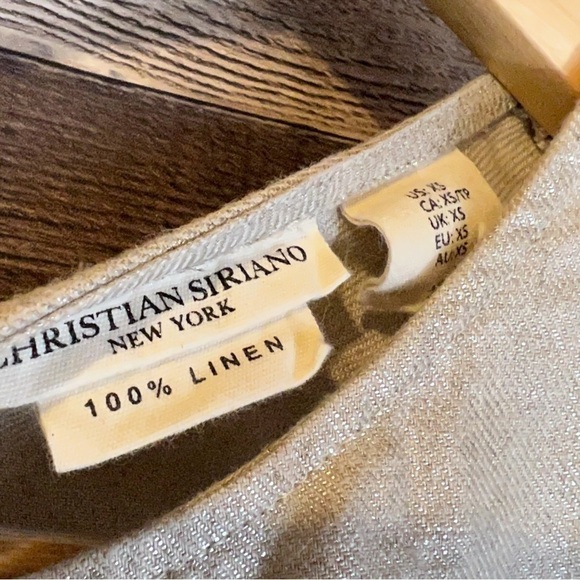 Christian Siriano Gold 100% Linen Tie Front Lagenlook Sleeveless Top - Picture 4 of 6